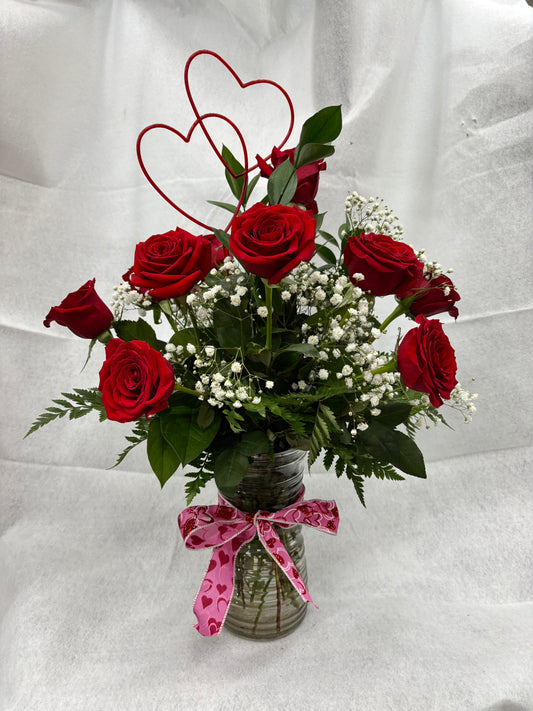 DOZ. RED ROSES VASED
