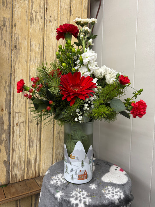 CHRISTMAS VILLAGE VASE